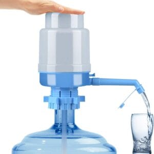 Manual Water Bottle Pump, Easy Drinking Water Pump, Easy Portable Manual Hand Press Dispenser Water Pump for Universal 2-6 Gallon Bottle Coolers (Gray/Blue) - Image 1